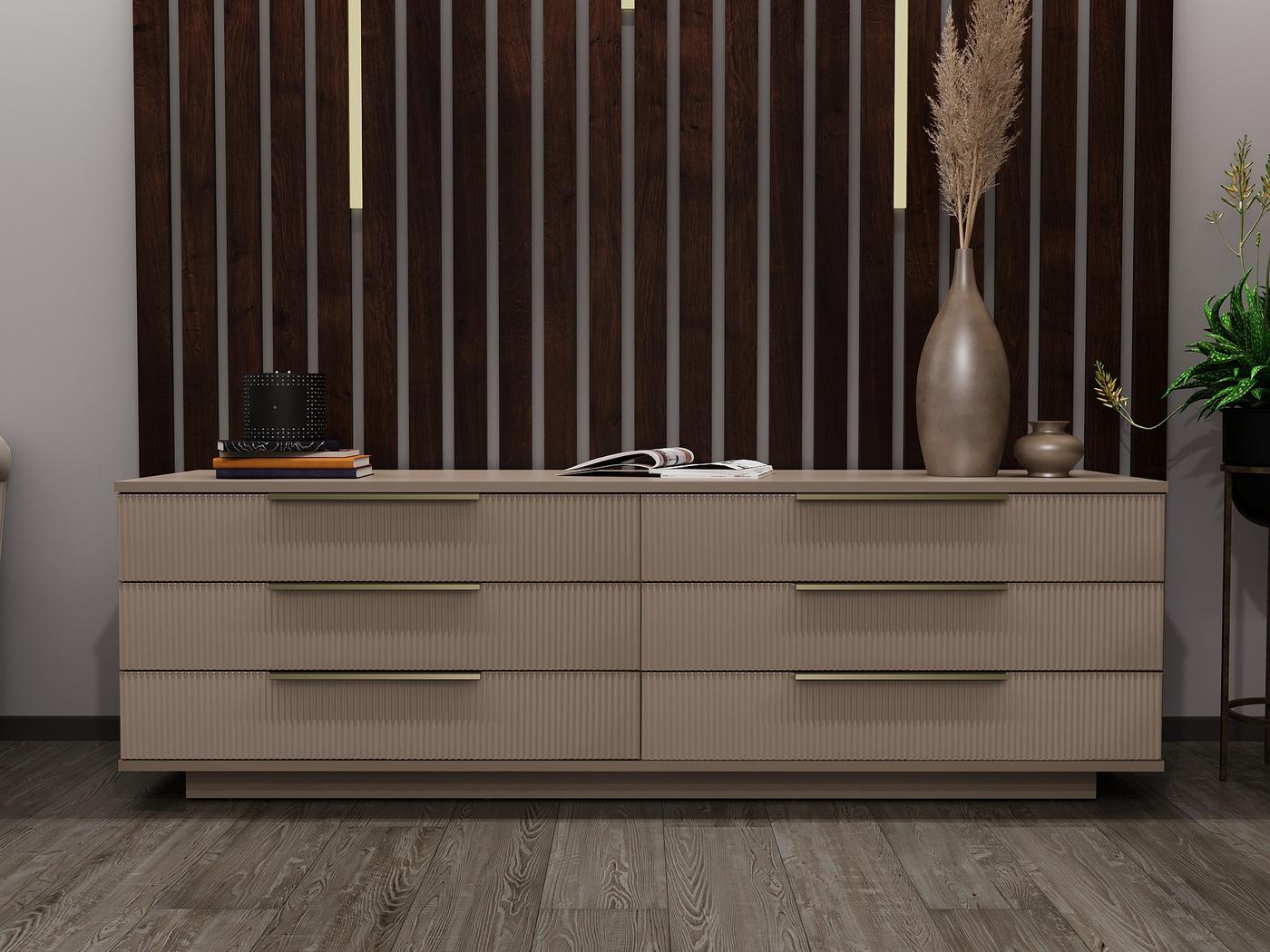 Comoda Bayro Napoli 180x56x50 cm Positano Piatra Gri