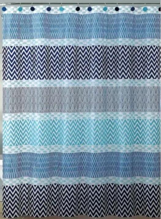 Perdea de baie Hydro-S Blue ocean 180x180 Blue/Grey