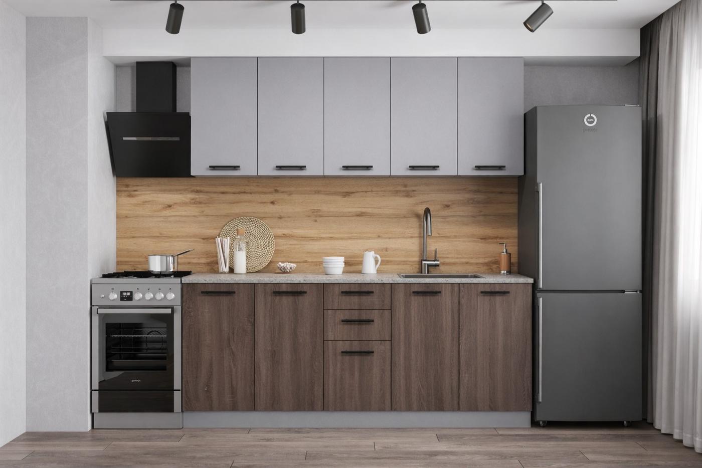 Кухонный гарнитур Alcantara 2 м Светло-Серый / Сонома Трюфель