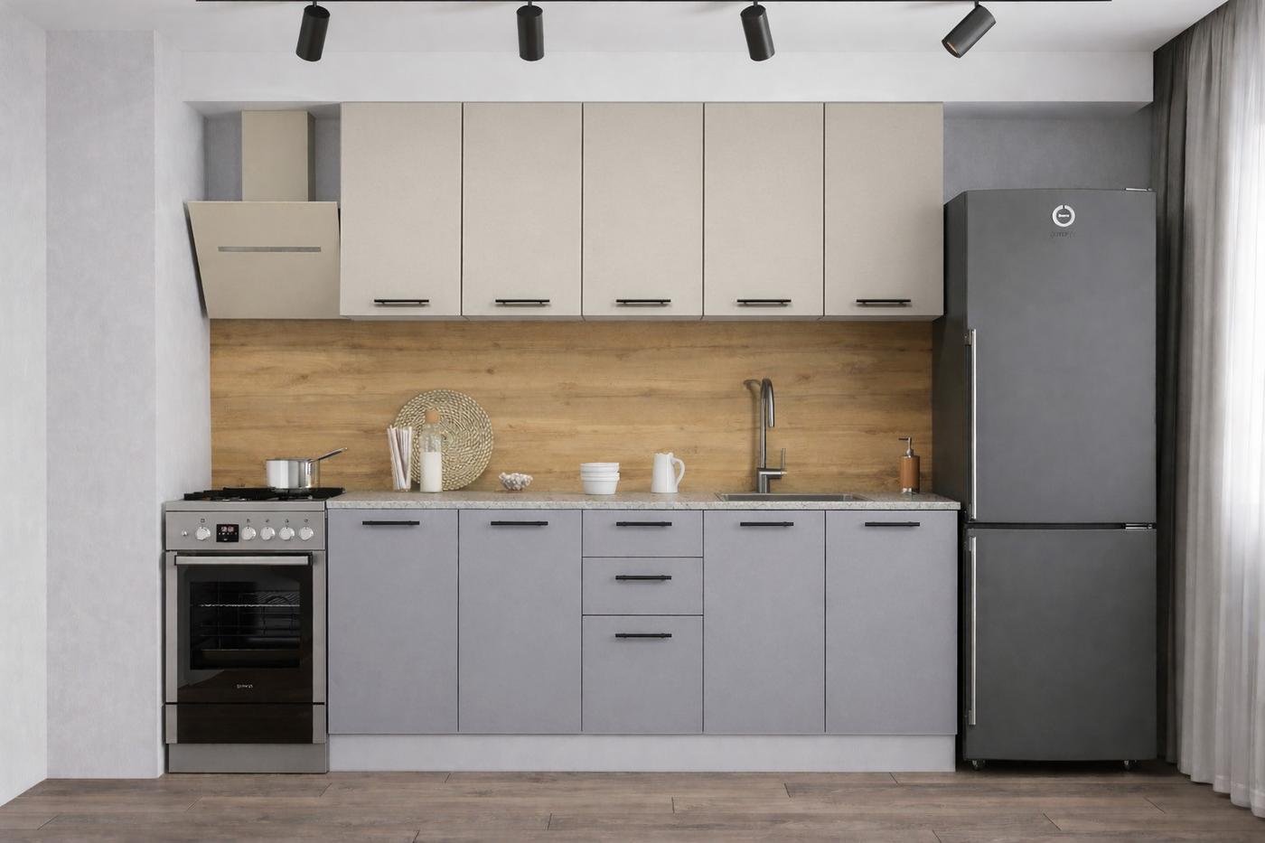 Кухонный гарнитур Alcantara 2 м Бежевый / Светло-Серый