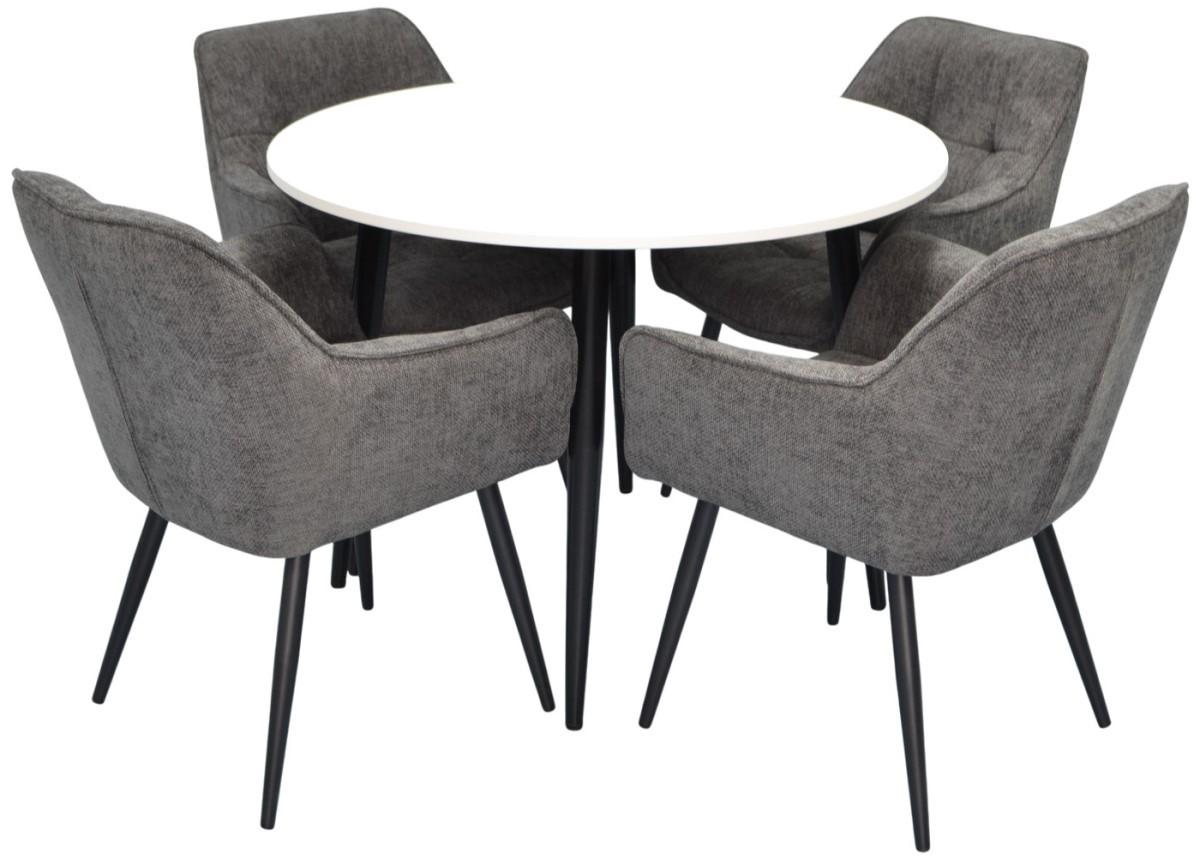 Set de masa si scaune Evelin DT 402-3 B + 4 scaune YTC-090 B / UF885-15 Dark Grey