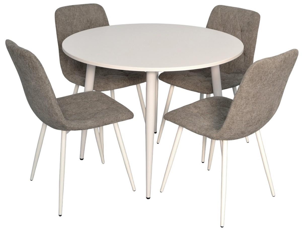 Set de masa si scaune Evelin DT 402-5 Wh + 4 scaune YTC-080 Wh / UF885-14 Grey