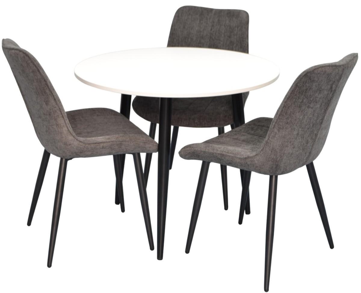 Set de masa si scaune Evelin DT 404-3 B + 3 scaune YTC-055 B / UF885-15 Dark Grey
