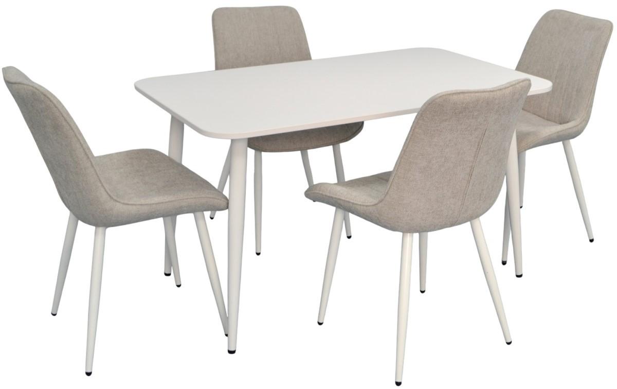 Set de masa si scaune Evelin DT 405-4 Wh + 4 scaune YTC-055 Wh / UF885-13 Light Grey