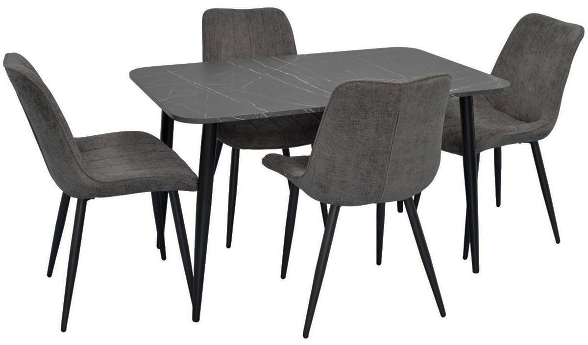 Set de masa si scaune Evelin DT 405-6 B + 4 scaune YTC-055 B / UF885-15 Dark Grey
