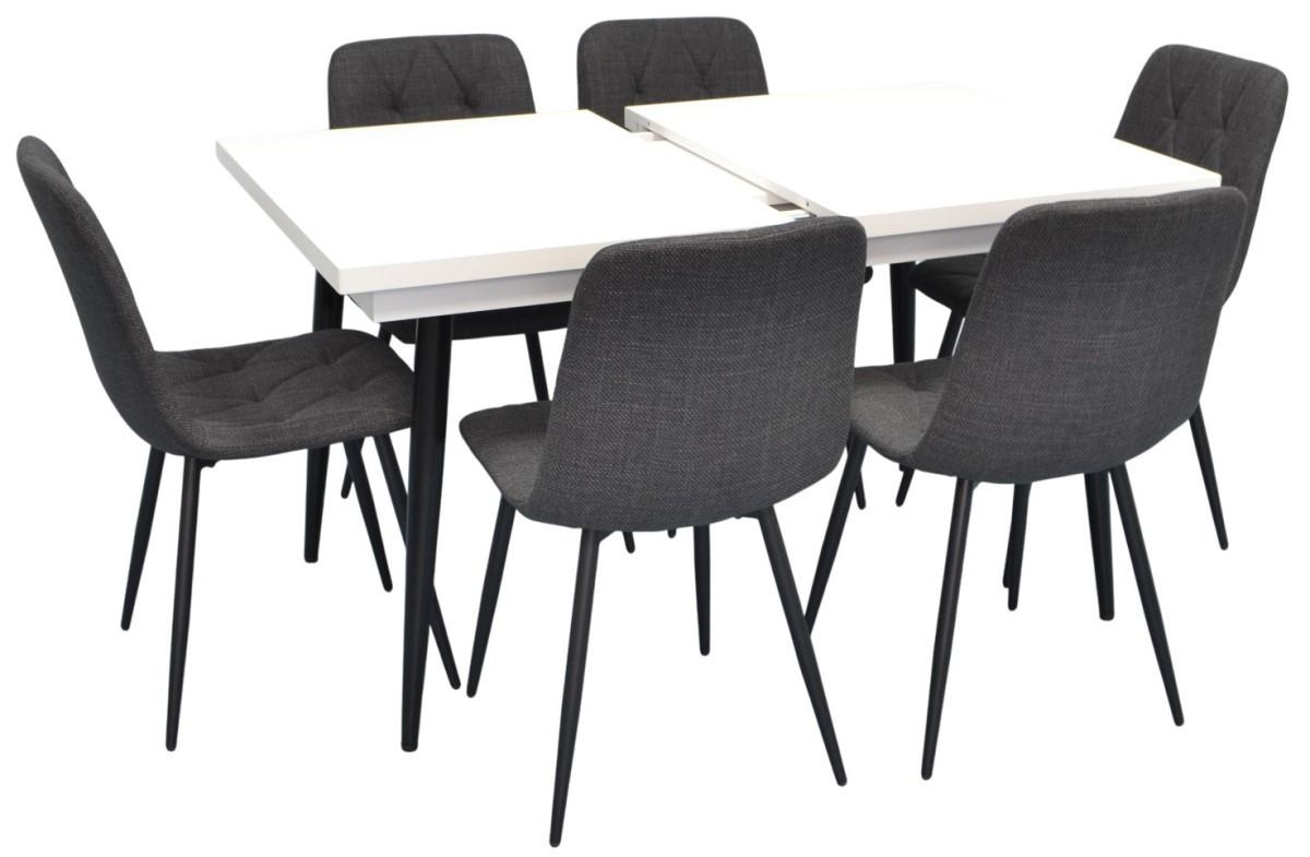 Set de masa si scaune Evelin DT 433-3 B + 6 scaune YTC-080 B / BJORN-16 Dark Grey