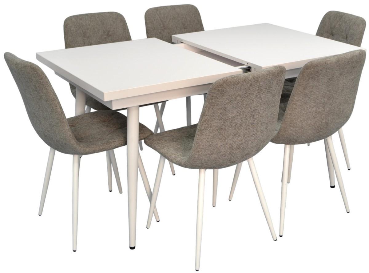 Set de masa si scaune Evelin DT 433-3 Wh + 6 scaune YTC-080 Wh / UF885-14 Grey