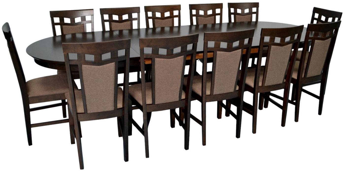 Set de masa si scaune Evelin HV-33V Chocolate + 12 scaune Deepa R Chocolate / Ekea12 Dark Brown