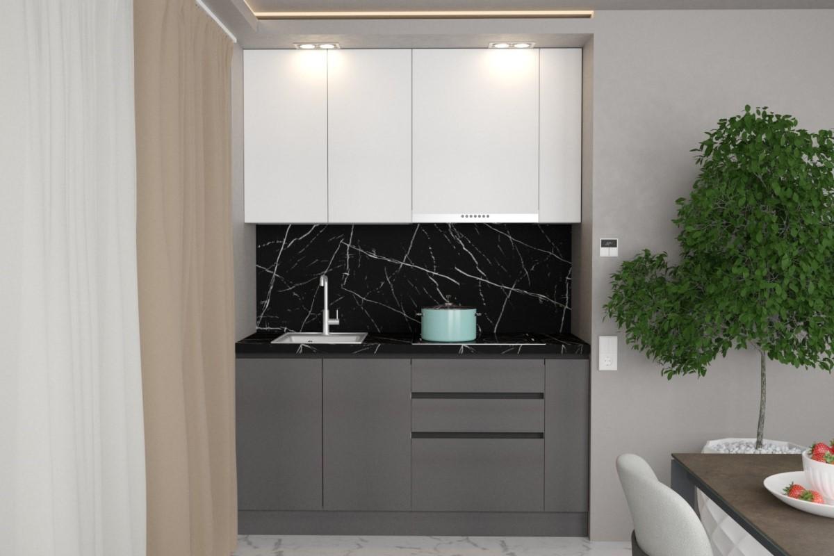 Кухонный гарнитур ArtFlame Gola 1.6 м White(Белый)/Storm Grey(Серый)