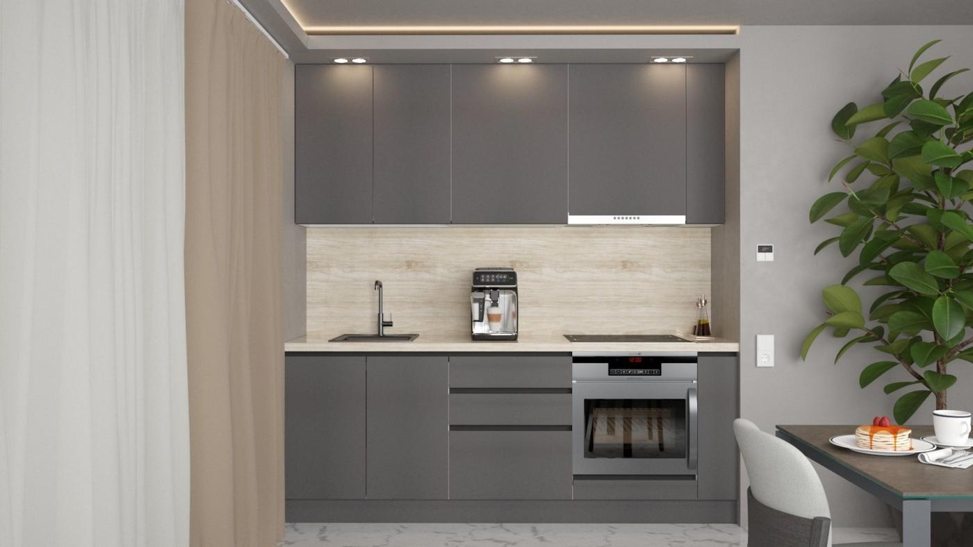 Set mobila bucatarie ArtFlame Gola 2.2 m Storm Grey(Gri)