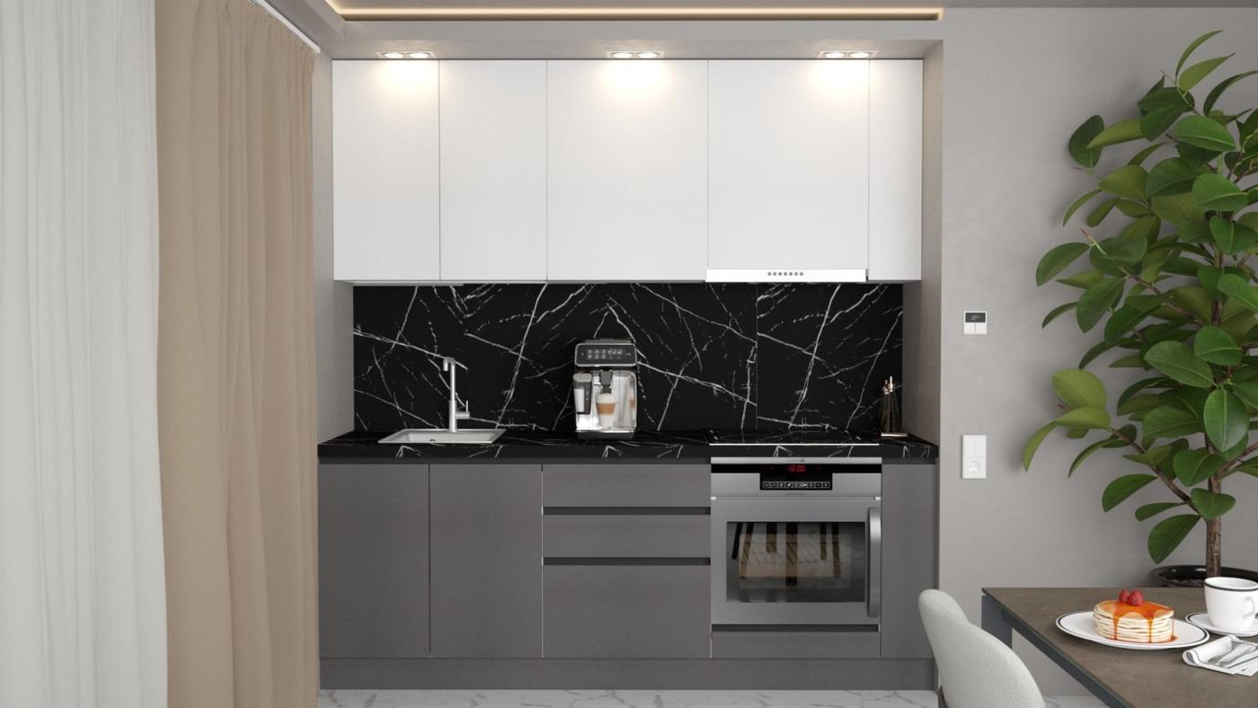 Set mobila bucatarie ArtFlame Gola 2.2 m White(Alb)/Storm Grey(Gri)