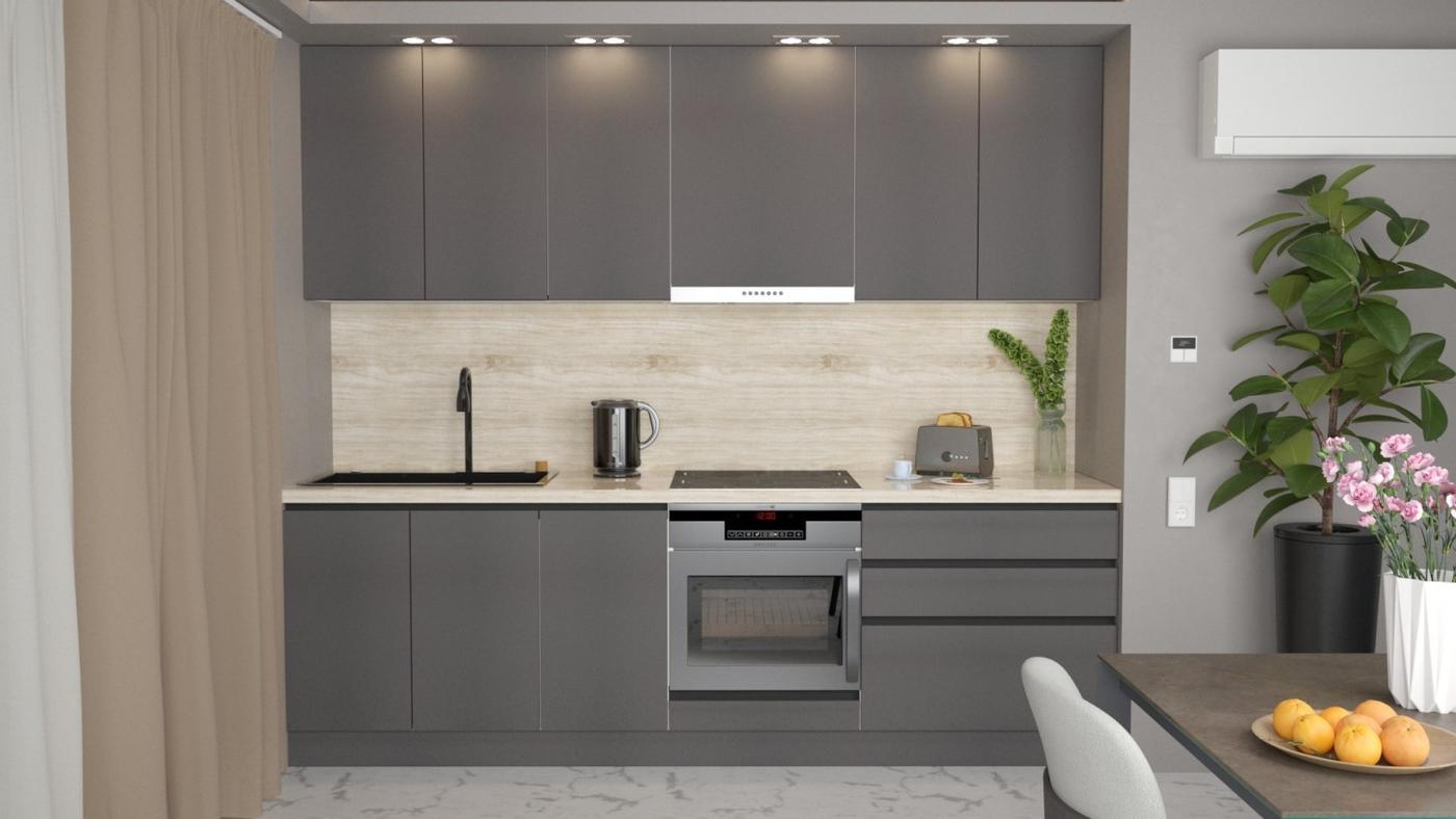 Set mobila bucatarie ArtFlame Gola 2.6 m Storm Grey(Gri)