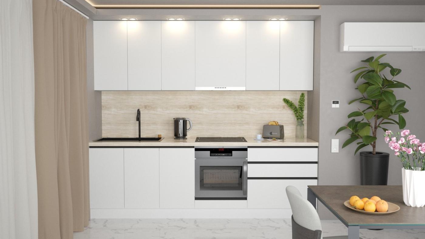 Set mobila bucatarie ArtFlame Gola 2.6 m White(Alb)