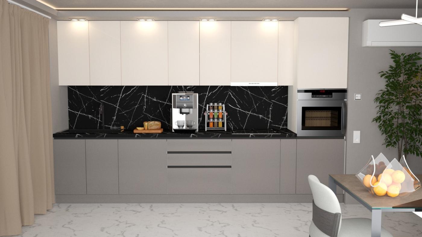 Set mobila bucatarie ArtFlame Gola 3.6 m Cream(Bej)/Stone Grey(Gri)