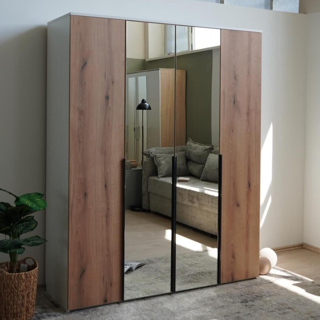 Dulap Fabrik Home Linia 1600 (cu oglindă) Frasin Alb / Stejar Ewok