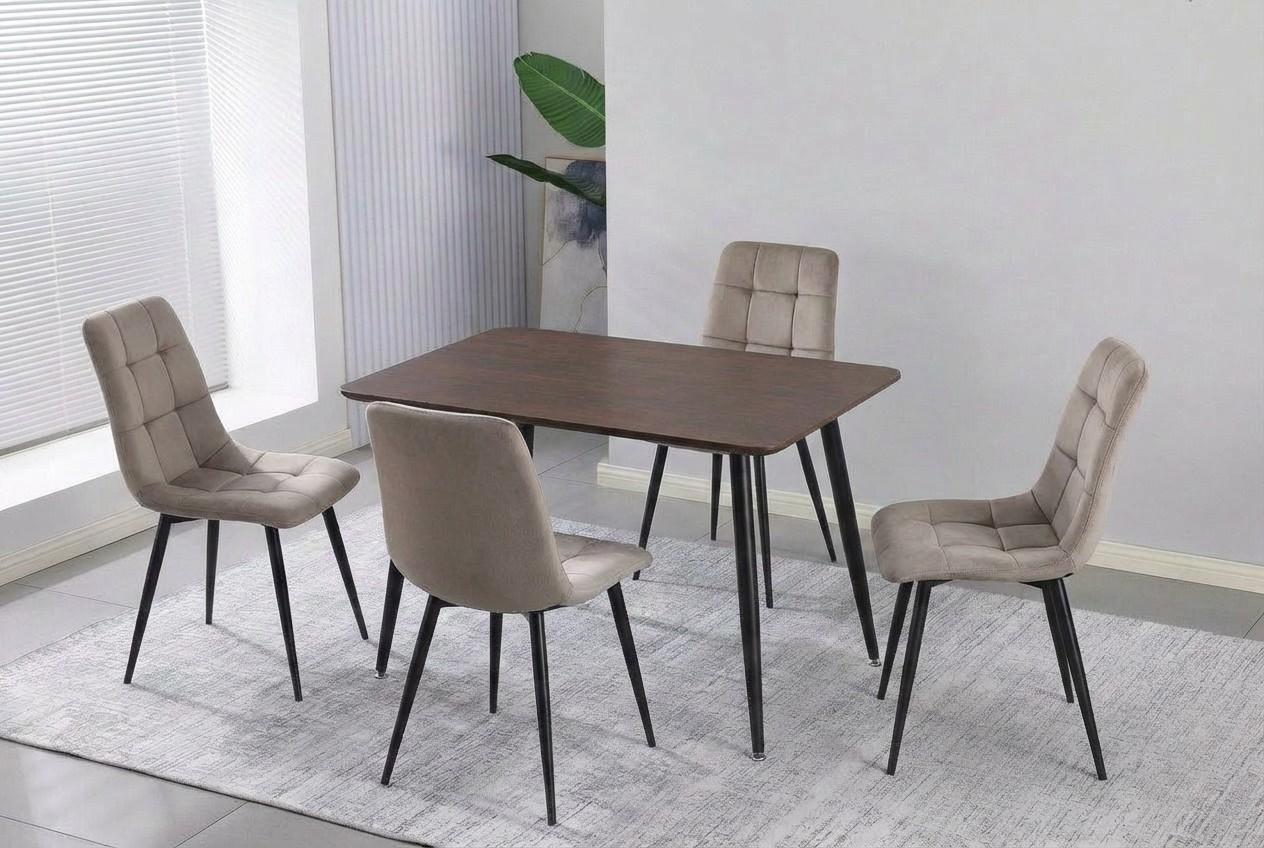 Set de masa si scaune Yasen Т1921 Textura Lemn Maro + 4 scaune DC 5012 L (HLR 8) Maro Inchis