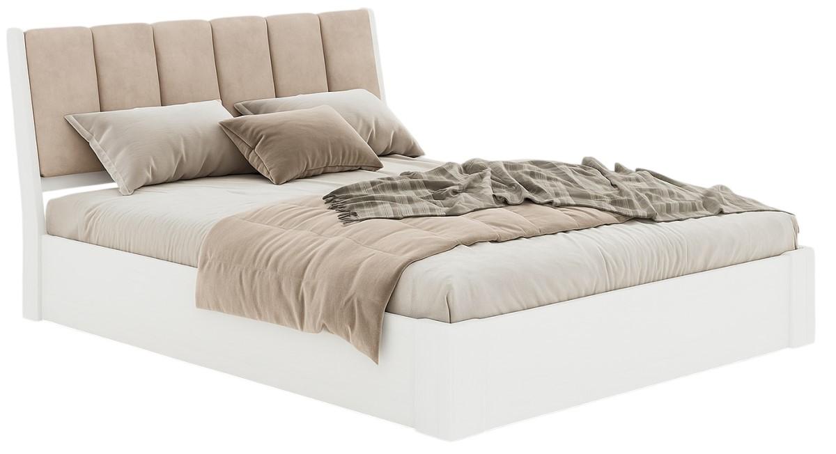 Кровать MobiCasa Malmo (с механизмом) 160x200 Белый / Neapoli 03 (Бежевый)