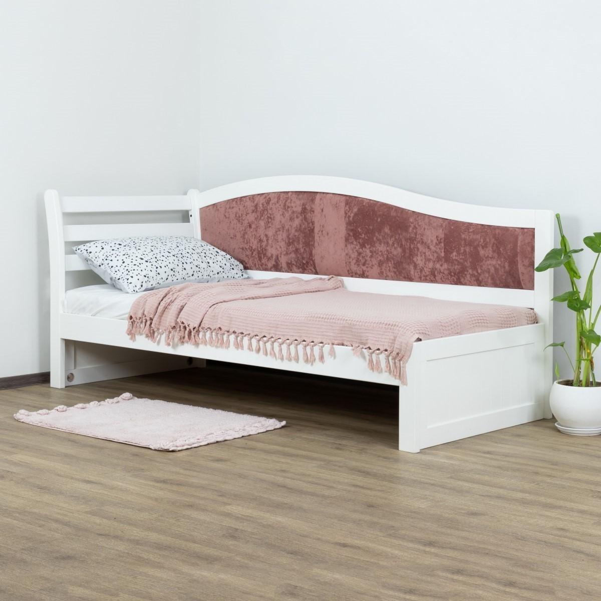 Pat copii MobiCasa Rapunzel 90x200 (stanga) Alb / Magic Velvet 2258 (Roz-Maro)