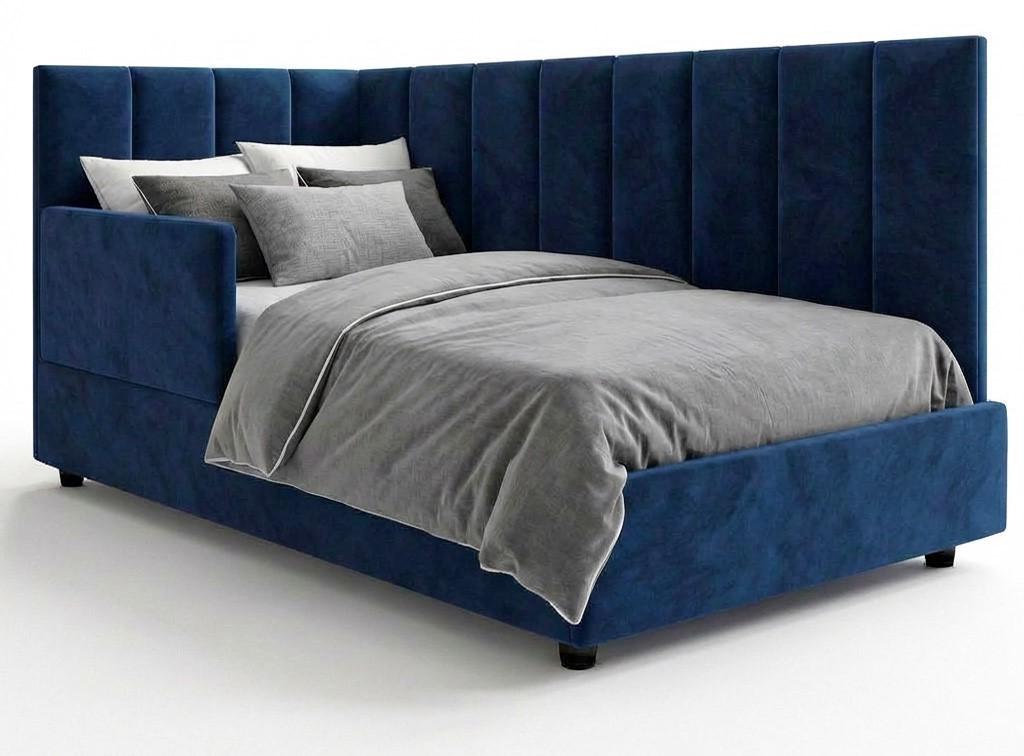 Детская кровать Aurus Luna S (с бортиком) 90x200 (левый) Синий