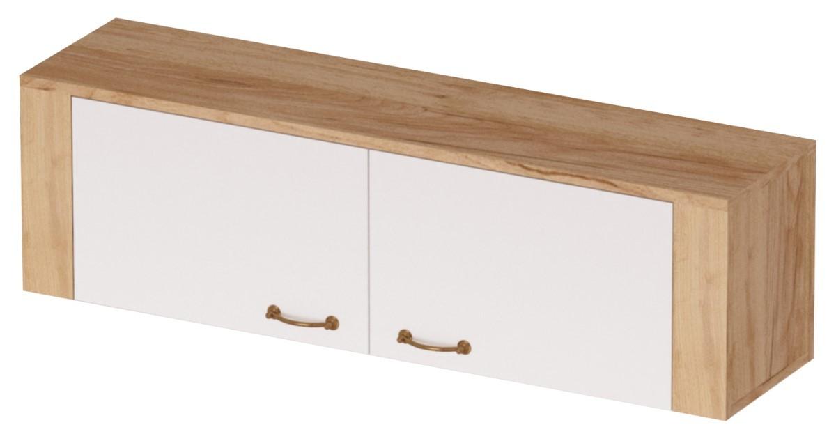 Полка на стену ML Mobila Вега №7 2Д Дуб Золотой/Белый