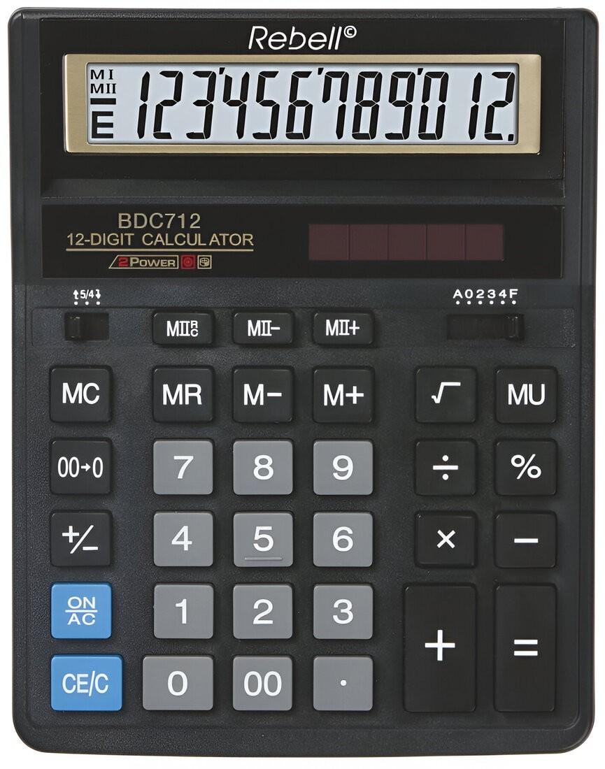 Calculator de masa Rebell "888", 12 cifre, 155x205 mm, BDC712BK/GL, negru