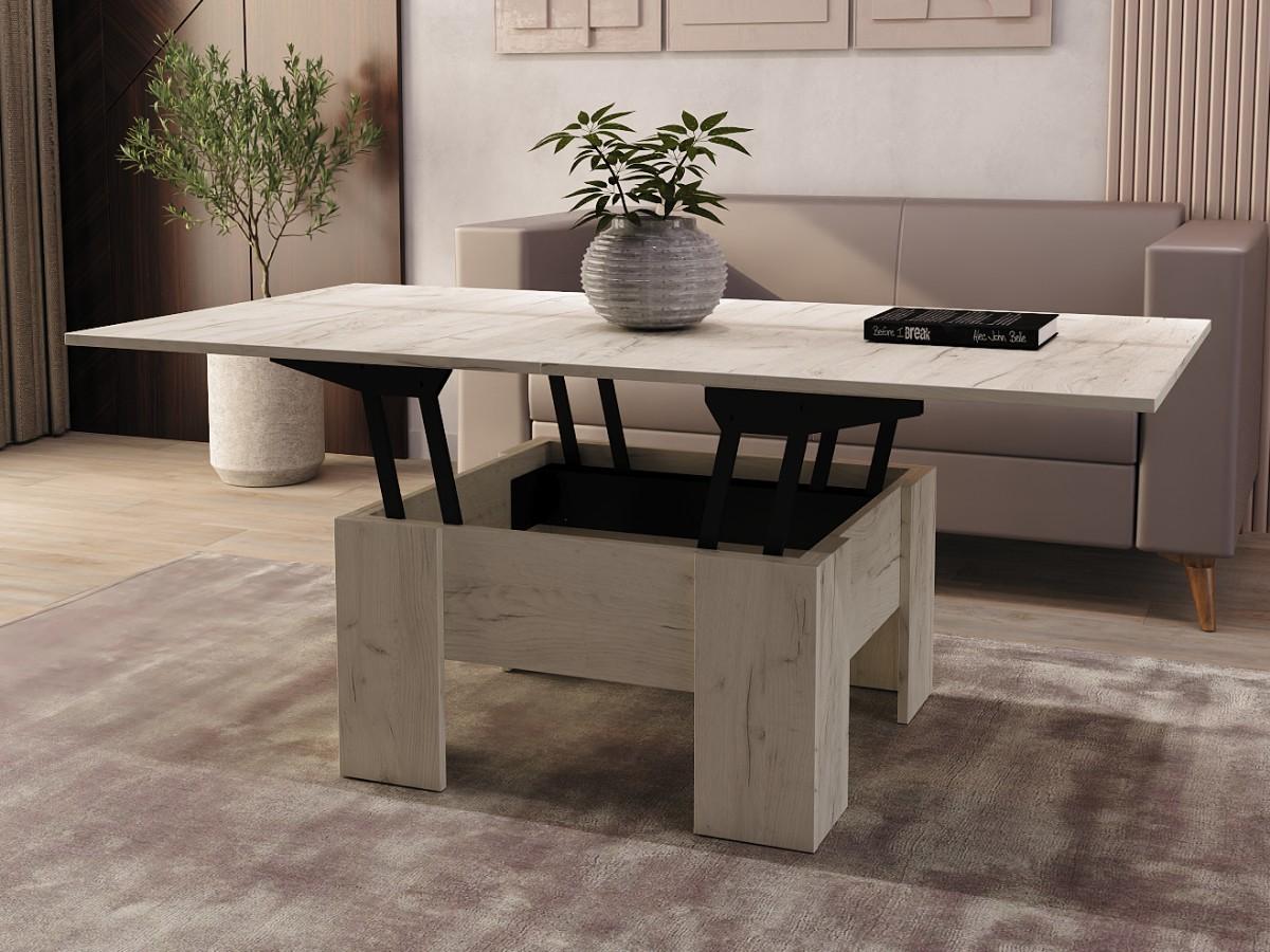 Masuta de cafea, reviste ML Mobila Transformer Stejar Kraft Alb