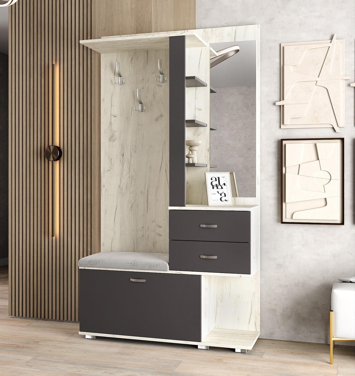 Antreu ML Mobila ML-11 Stejar Kraft Alb/Antracit(Gri)