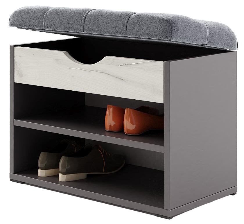 Обувница ML Mobila МЛ-5 (с пуговицами) Антрацит/Дуб Крафт Белый