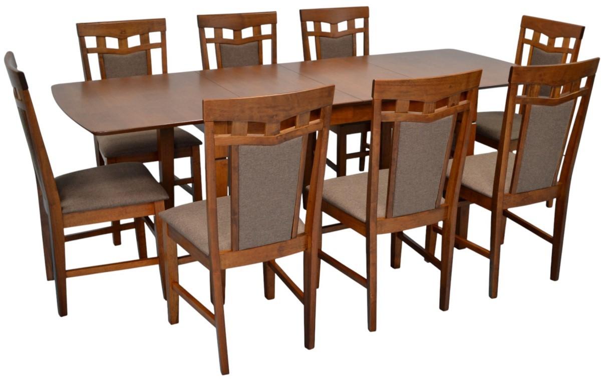 Набор стол и стулья Evelin HV-27V Burnish Oak + 8 стульев Deepa R Burnish Oak / Ekea12 Dark Brown