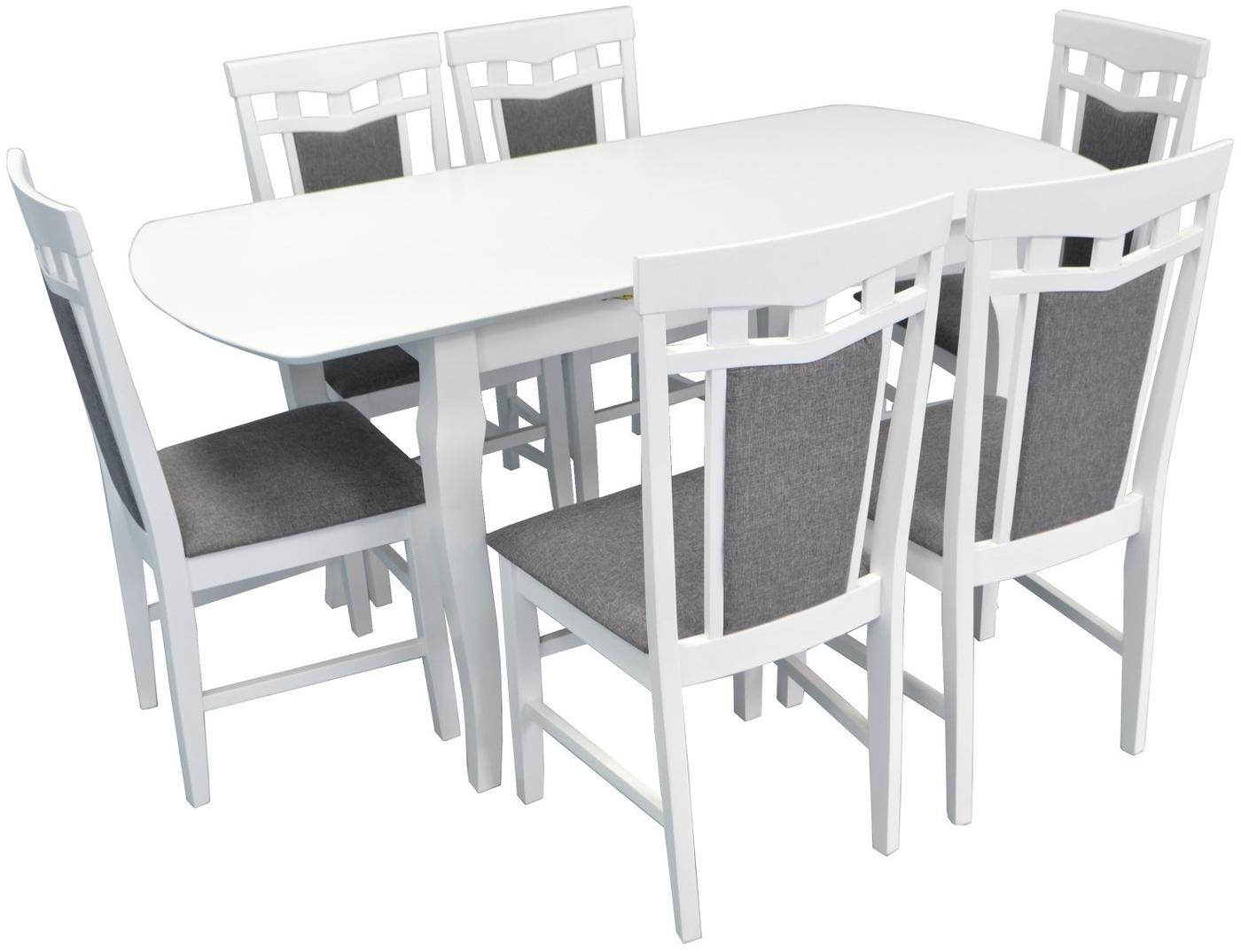 Set de masa si scaune Evelin HV-29V White + 6 scaune DEPPA R White/NV-10WP Grey(Gri)