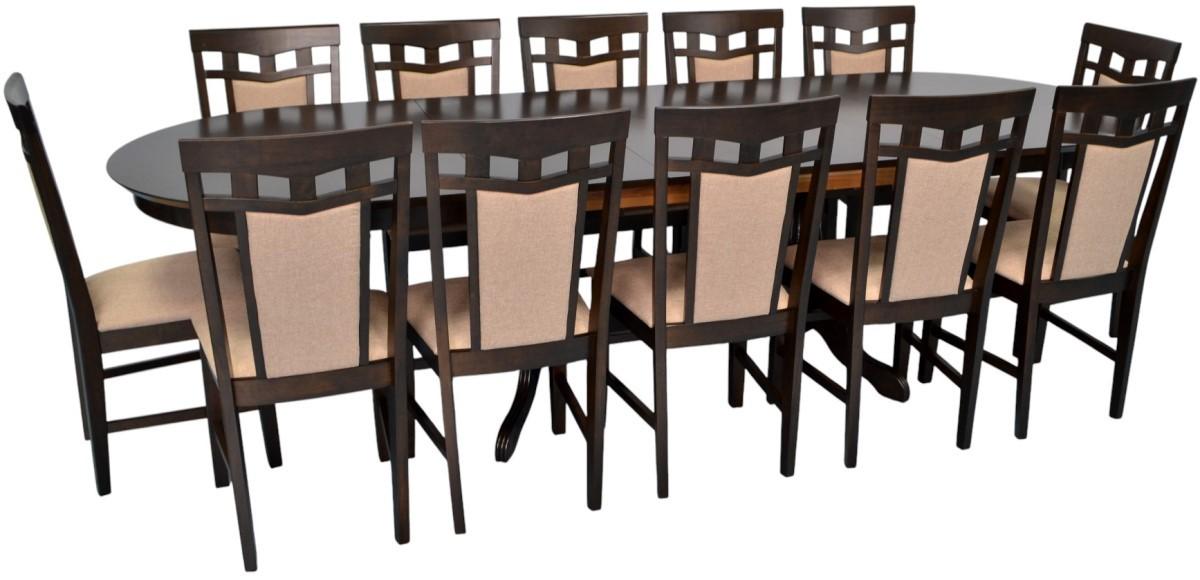 Set de masa si scaune Evelin HV-33V Chocolate + 12 scaune Deepa R Chocolate / NV-3WP Beige