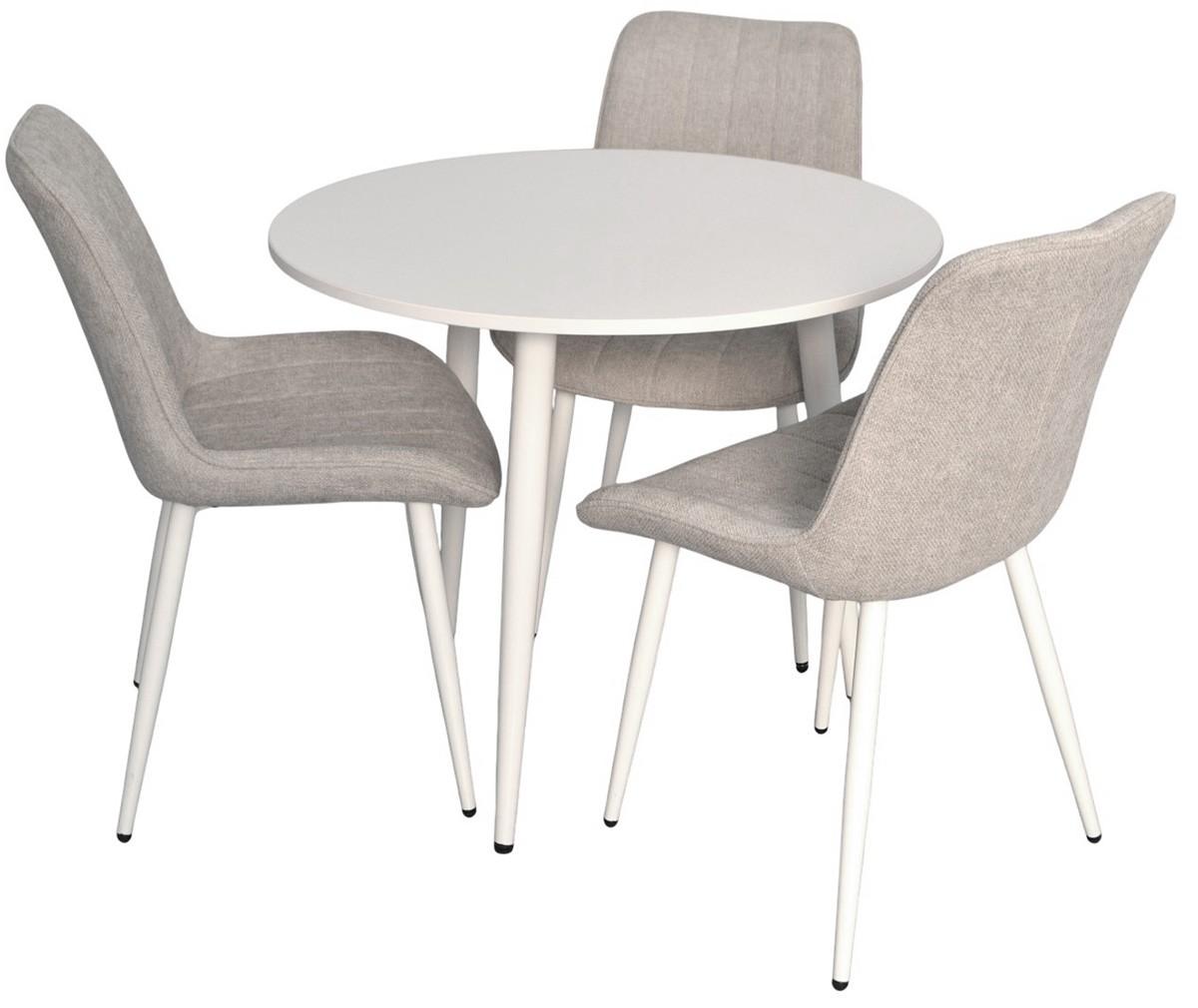 Набор стол и стулья Evelin DT 404-5 Wh + 3 стула YTC-055 Wh / UF885-13 Light Grey