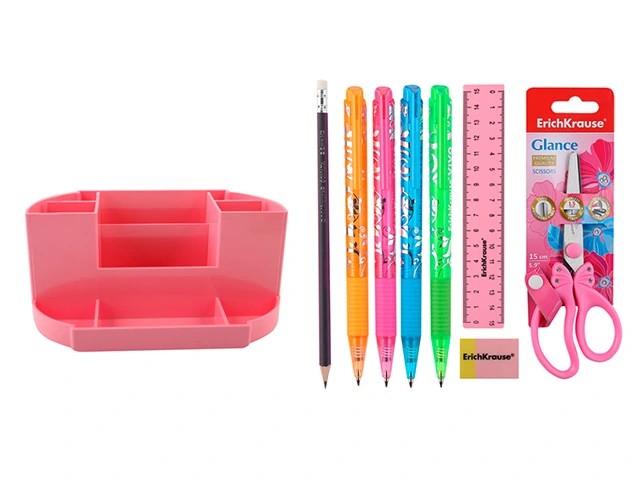 Подставка Erich Krause Victoria Pastel, 8 предметов, 3 цвета