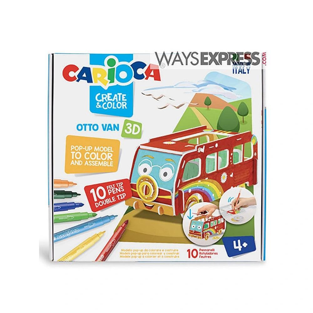 Пазлы CARIOCA Create&Color 3D-пазл Otto Van с фломастерами, 10шт