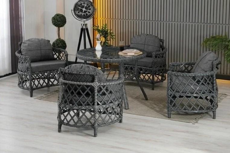 Набор садовой мебели Stars Plastik Berlin Rattan 4+1 Антрацит