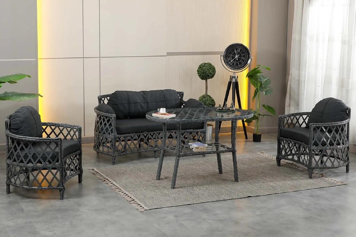 Набор садовой мебели Stars Plastik Berlin Rattan 2+1+1 Антрацит