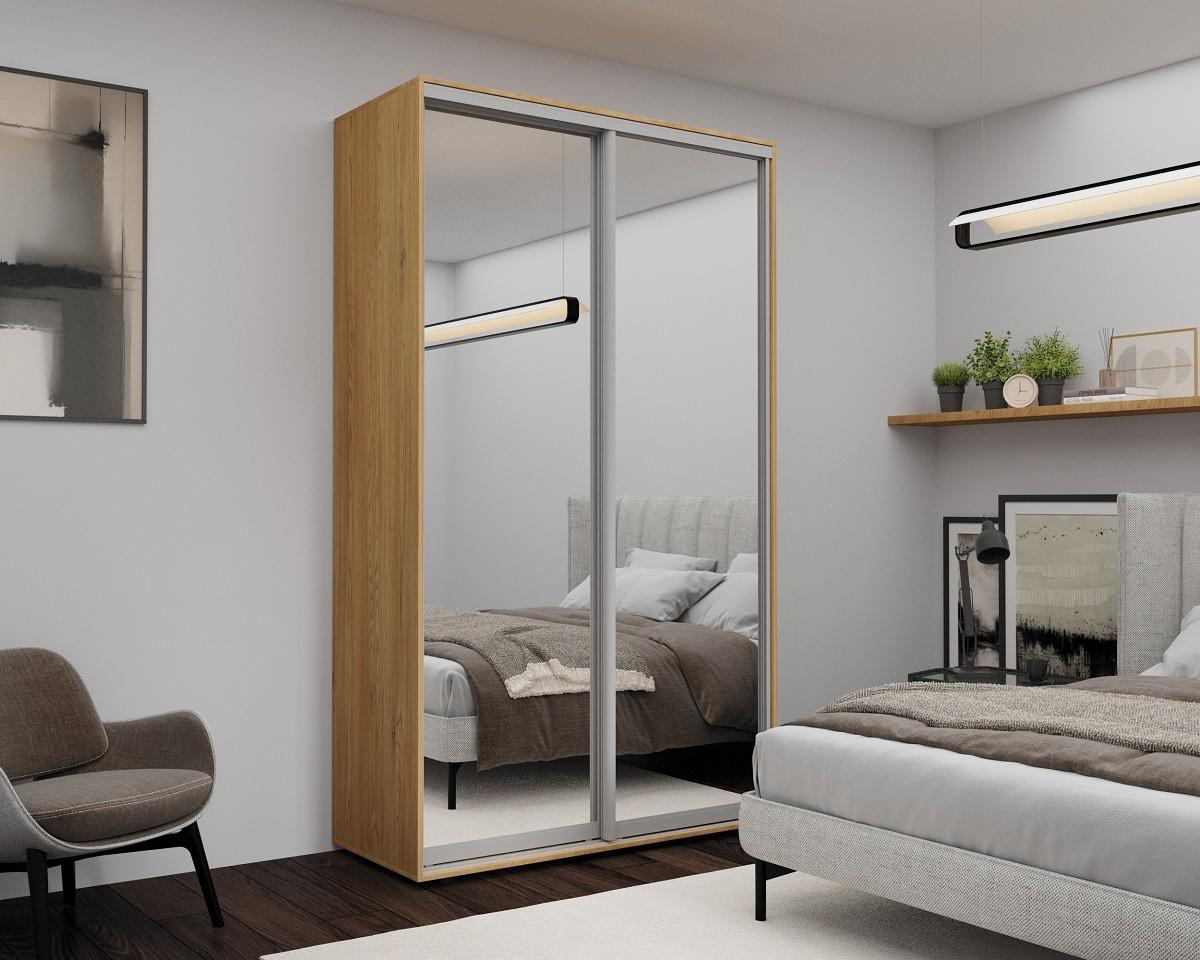 Шкаф-купе Nex Home Зеркало Сонома (Бежевый) 140x60x220 см