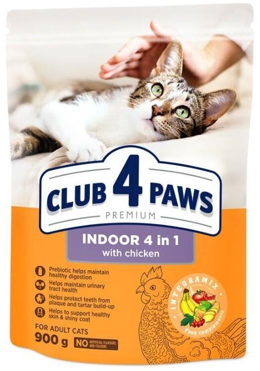 Сухой корм для кошек Club4Paws Adult Cats Indoor 4in1 Chicken 900г