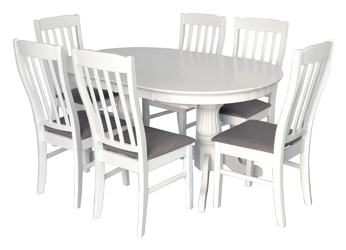 Set de masa si scaune Evelin HV-33V White + 6 scaune Wenyi (White NV-10WP Grey)