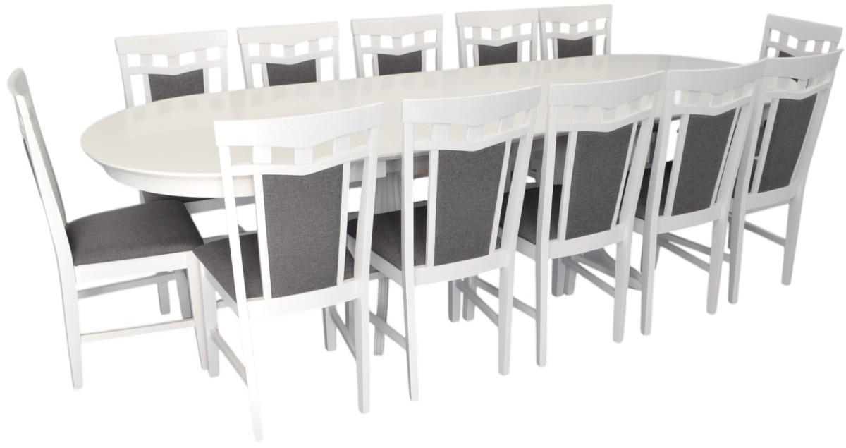 Набор стол и стулья Evelin HV-33V White + 12 стульев DEPPA R White / NV-10WP Grey