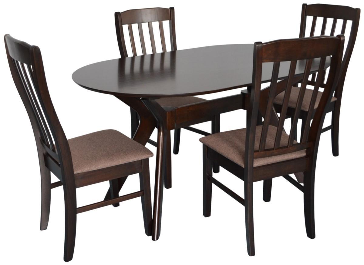 Set de masa si scaune Evelin Raffles Oval Chocolate + 4 scaune Wenyi Chocolate / Ekea12 Dark Brown