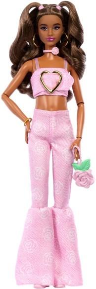 Кукла BARBIE Модница в розовом джинсовом топе и расклешённых джинсах