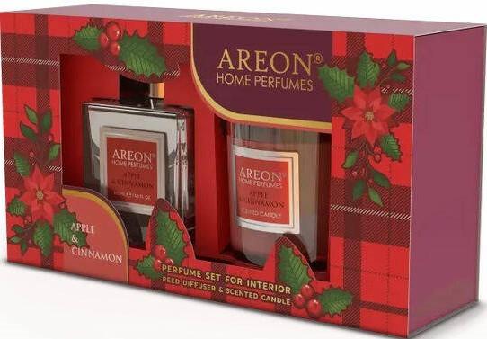 Aromatizator de aer Areon Home Perfume Sticks 150ml + Lumanare (Apple & Cinnamon)
