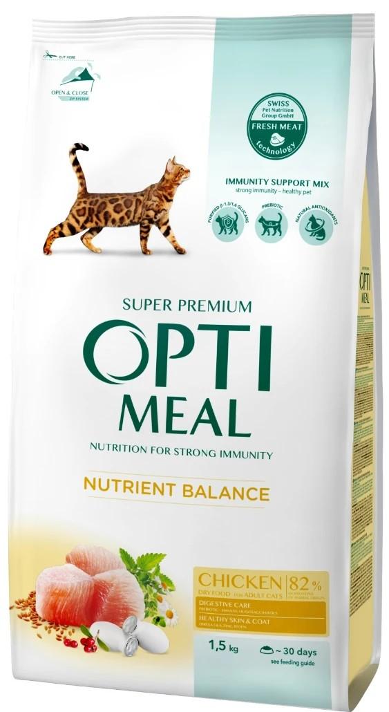 Сухой корм для кошек Optimeal Adult Cat Nutrient Balance Chicken 1.5kg