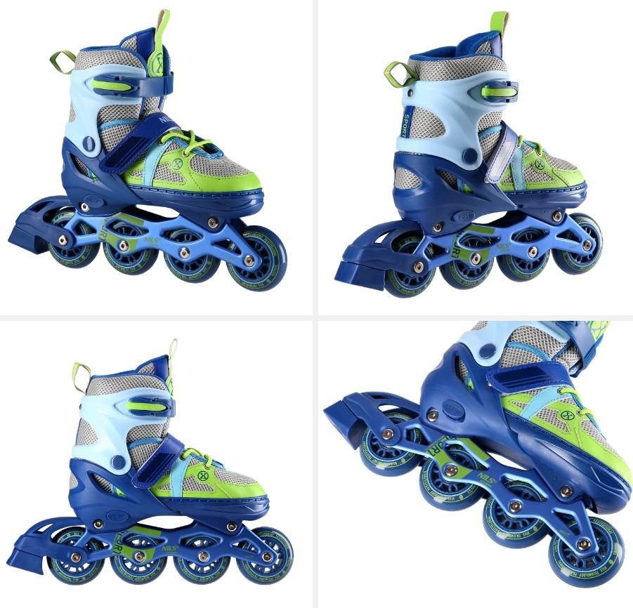 Роликовые коньки NILS EXTREME Blue/Green 31-34 (NJ1828A)