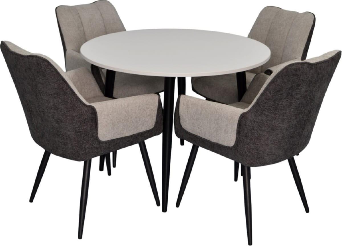 Set de masa si scaune Evelin DT 402-3B + 4 scaune QT-227 B / UF885-13 (Light Grey) / UF885-15 (Dark Grey)