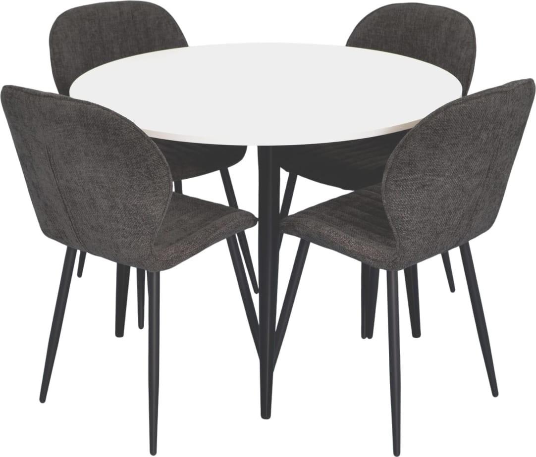 Set de masa si scaune Evelin DT 402-3B + 4 scaune YTC-064 B / UF885-15 (Dark Grey)