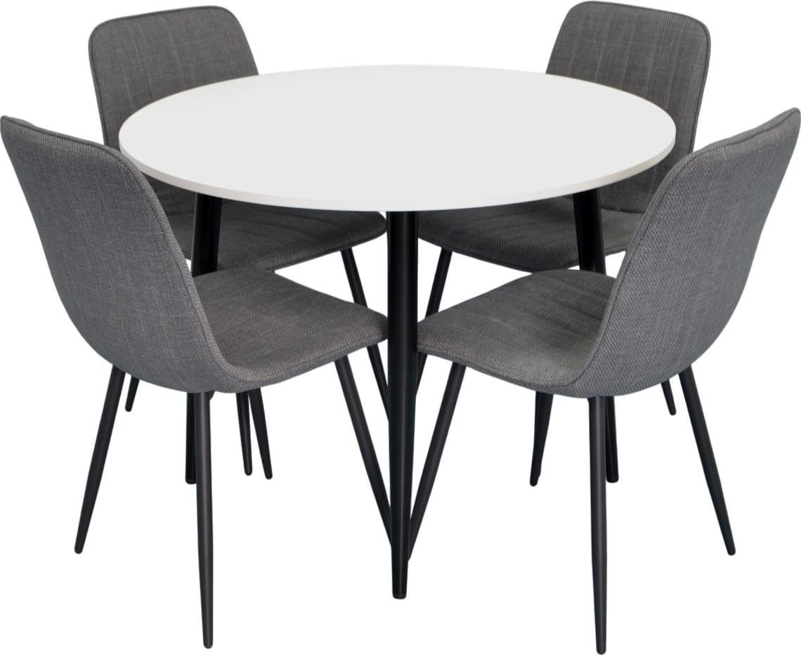 Set de masa si scaune Evelin DT 402-3B + 4 scaune YTC-078 B / BJORN-13 (Grey)