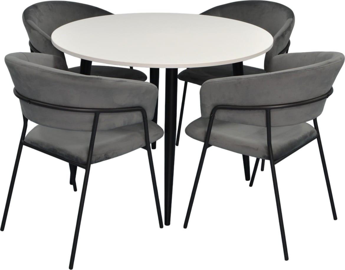 Set de masa si scaune Evelin DT 402-3B + 4 scaune YTC-097 B / UF BLU-14 (Dark Grey)