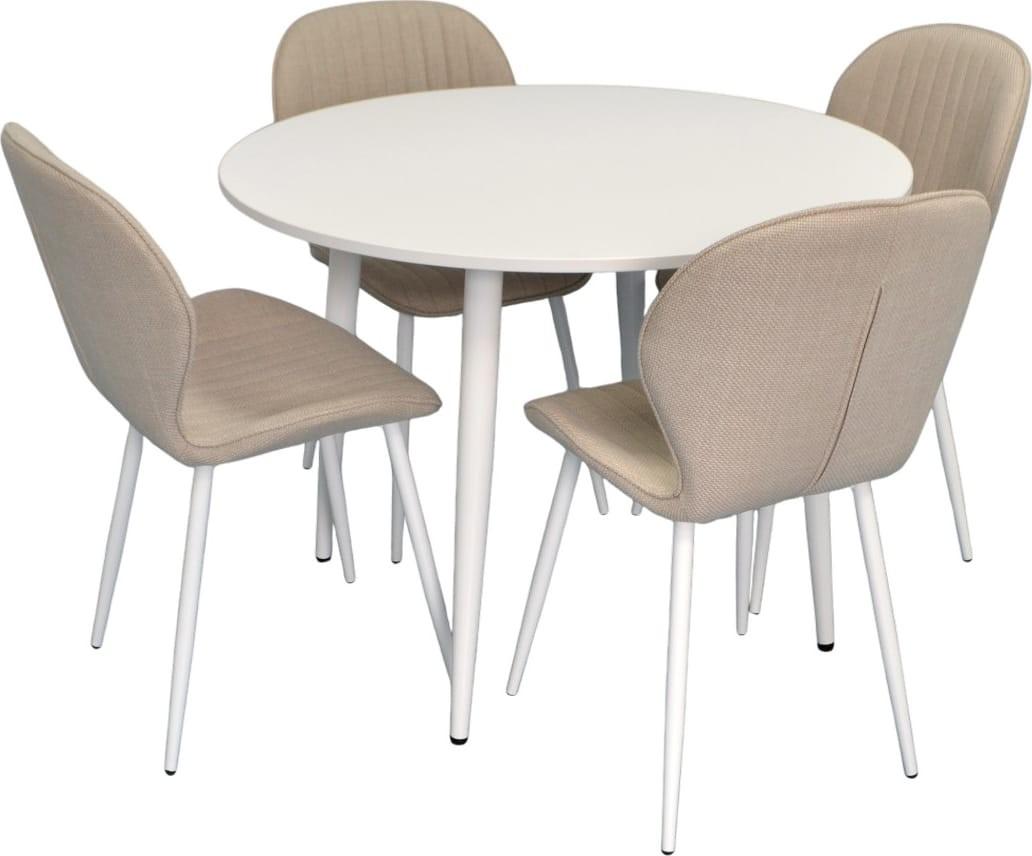 Set de masa si scaune Evelin DT 402-5Wh + 4 scaune YTC-064 Wh / BJORN-24 (Light Beige)